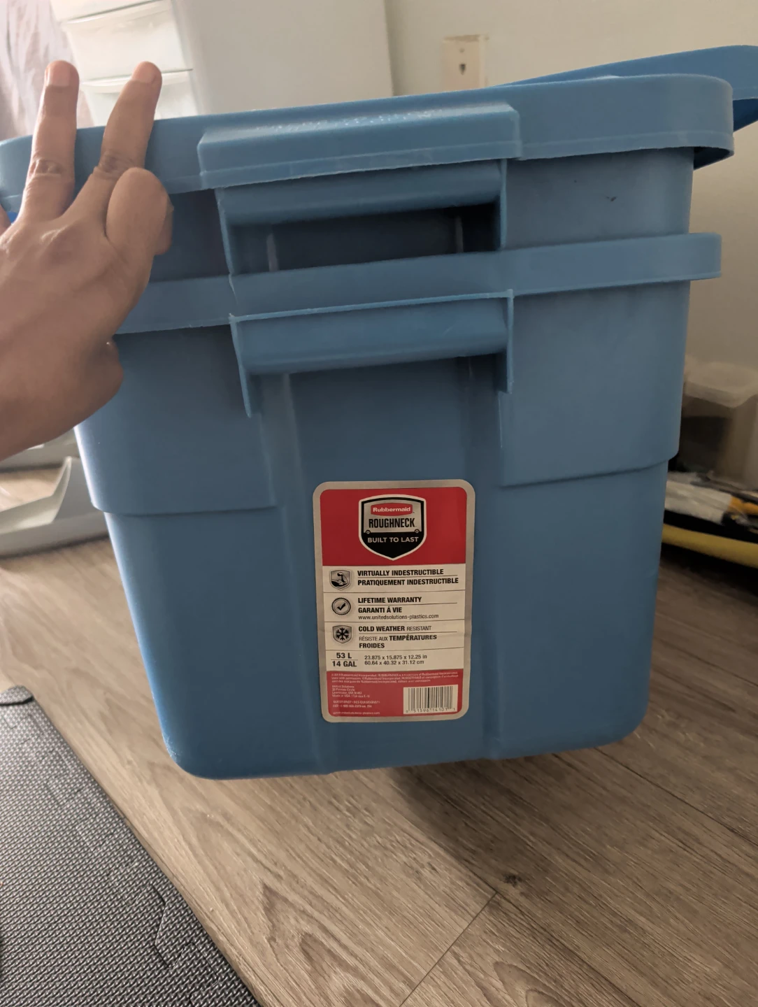 Two - Rubbermaid Roughneck Storage Bin 53 L