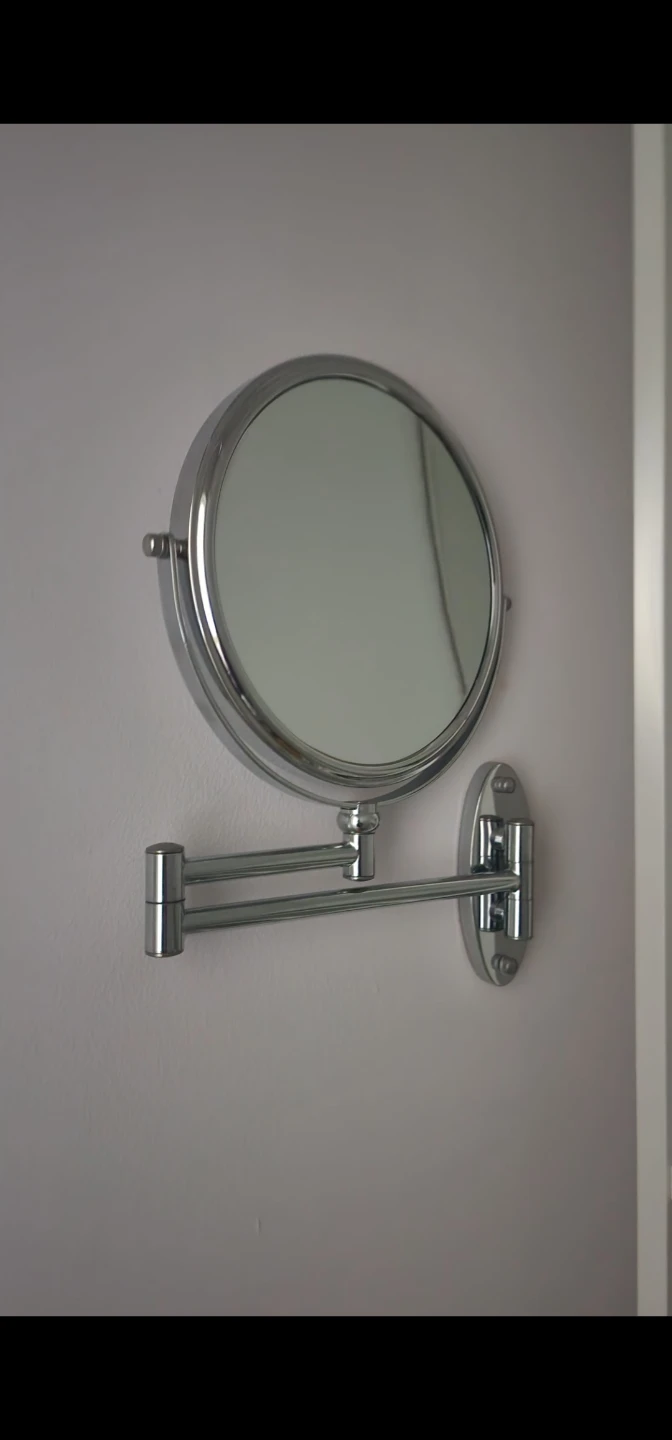 Chrome Wall-Mounted Makeup Mirror – Extendable & Double-Sided