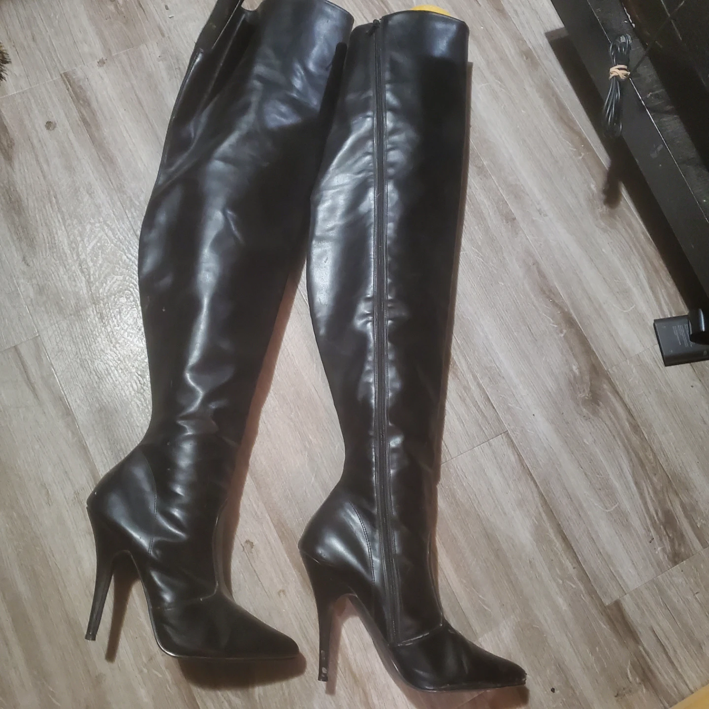 Black Over-the-Knee High Heel Boots