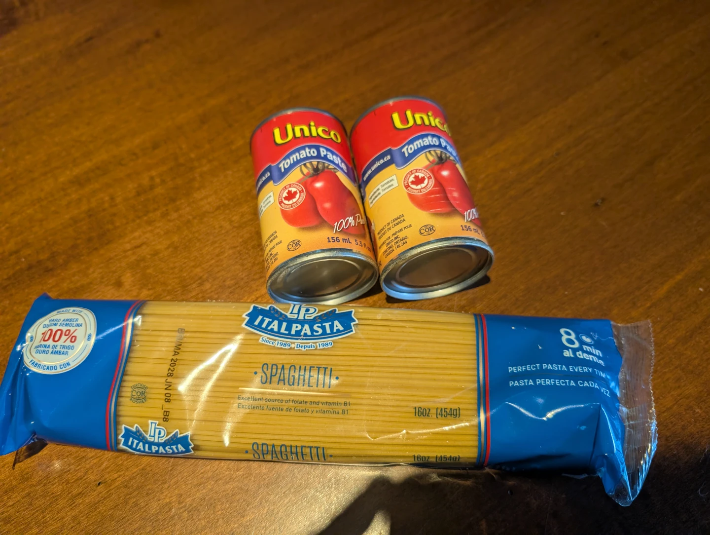 Italpasta Spaghetti and Unico Tomato Paste