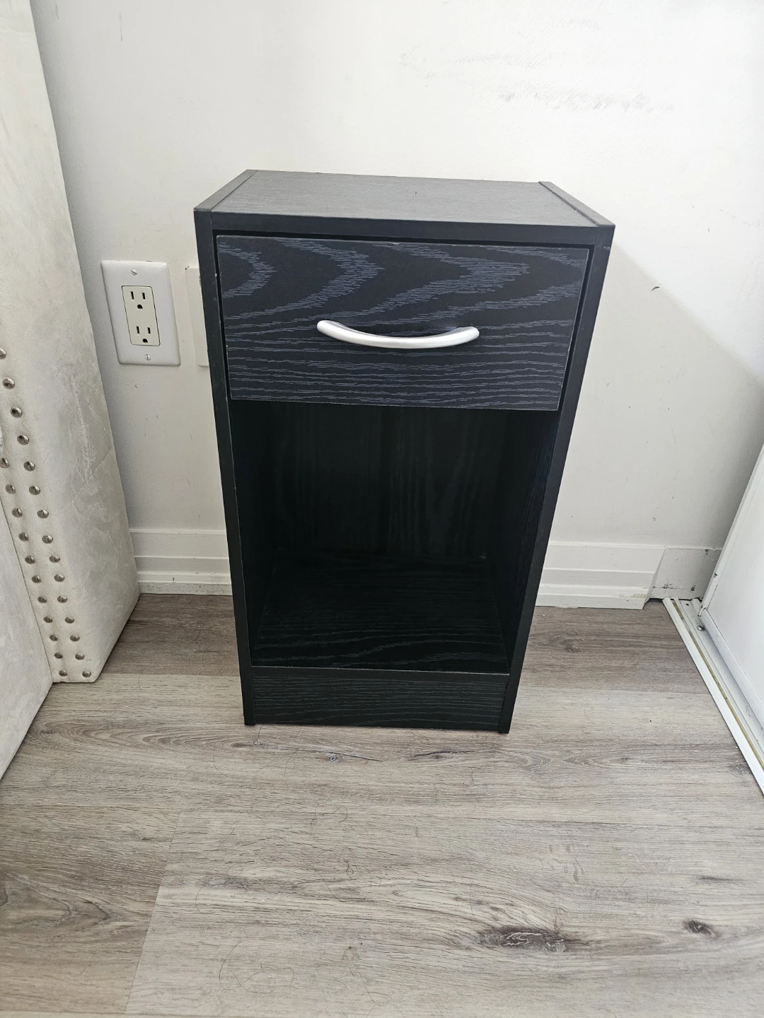 Black wooden nightstand with drawer - photo 2