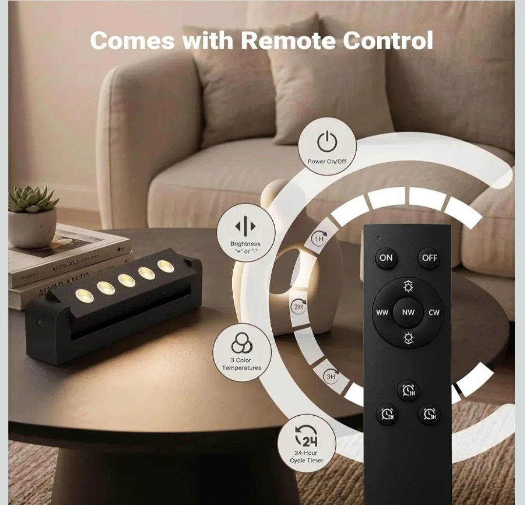 Black USB Rechargeable LED Wall Light with Remote - photo 4