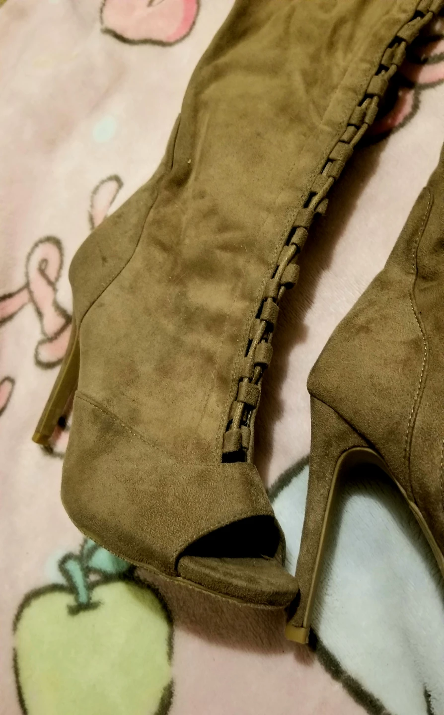 GoJane Suede Lace-Up Peep-Toe Boots - photo 4