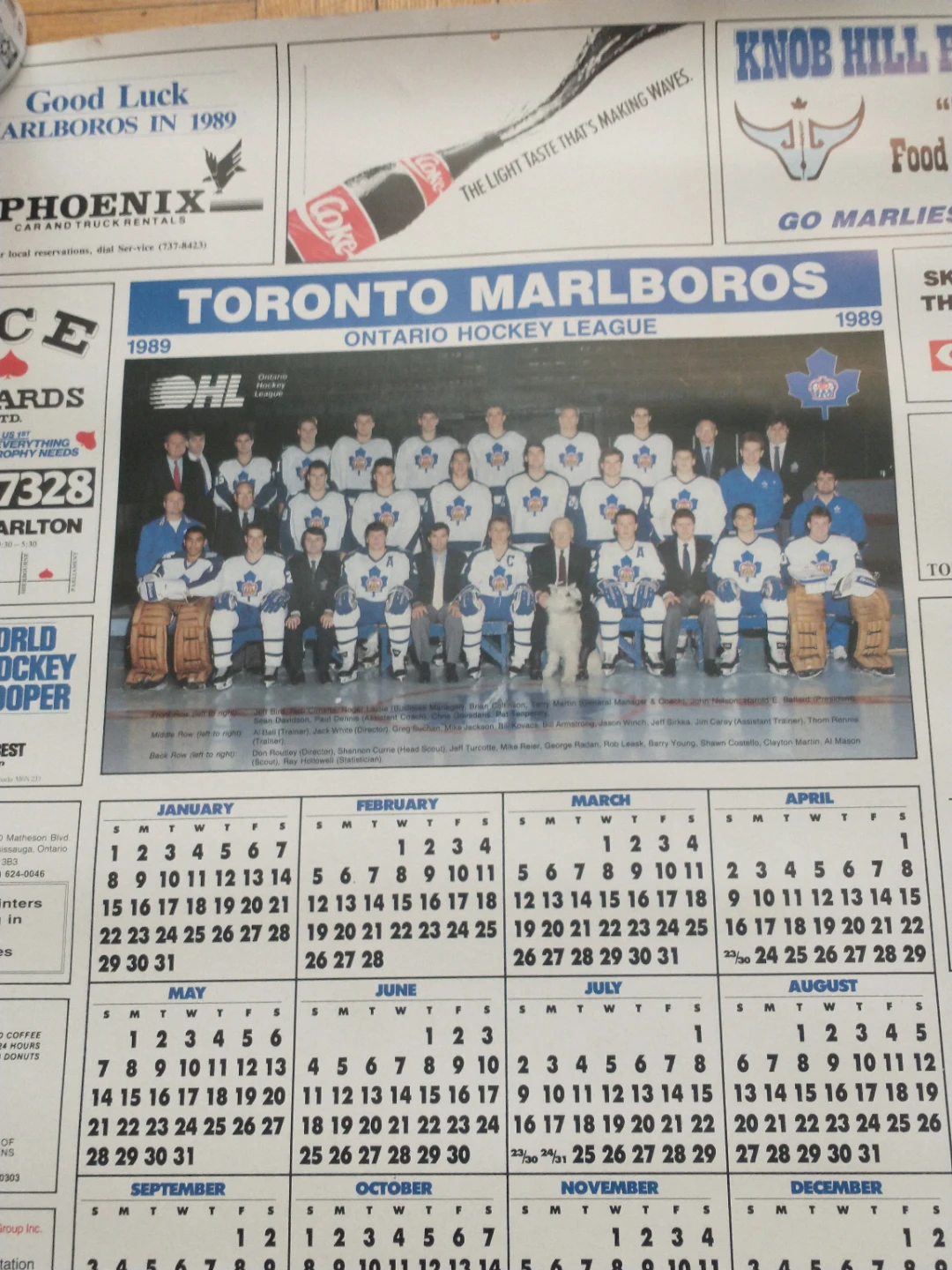 Beautiful 1989 Toronto Marlboros 18 x 25" OHL Calendar Poster - photo 3