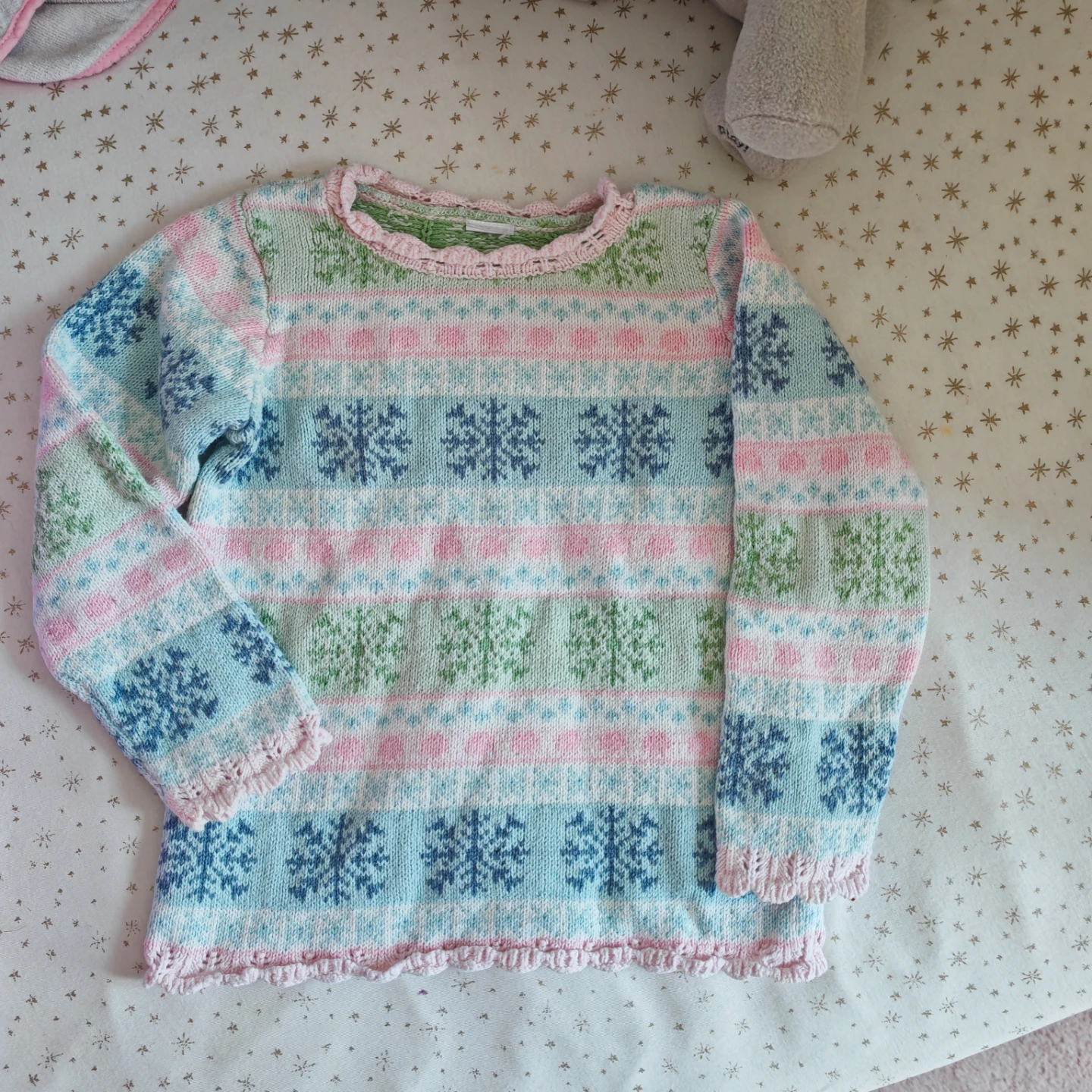 Girls' Pastel Snowflake Knit Sweater - photo 2