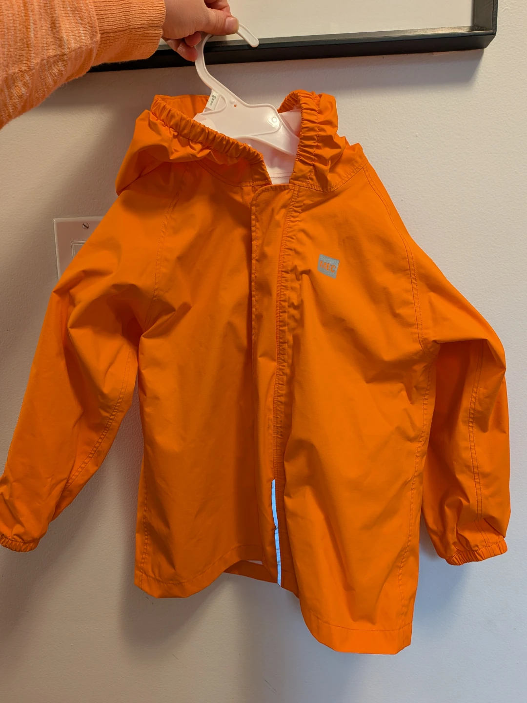 MEC infant rain jacket, bright orange, size 24M 🏈