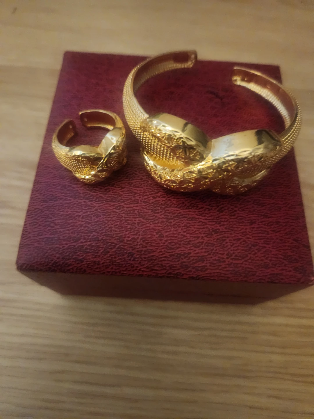 Gold-Tone 24k Stainles plated Bracelet and Ring Set