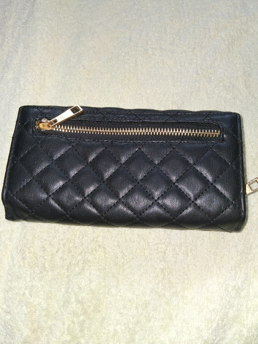 Black Quilted Long Wallet