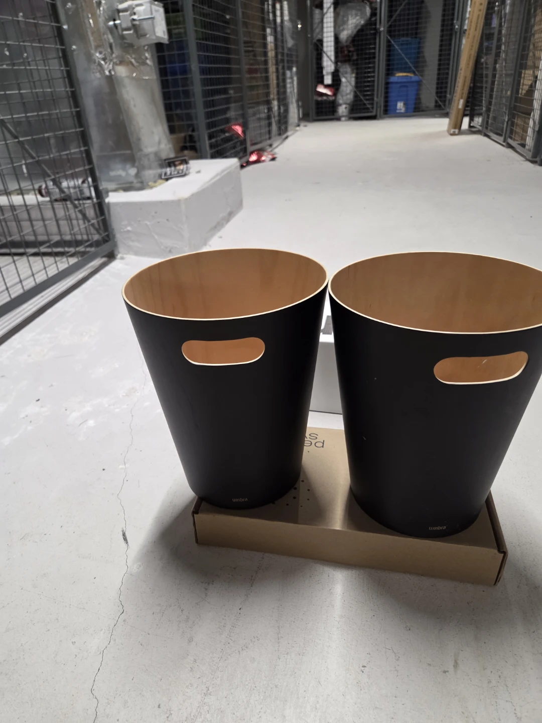Two Umbra Wood Waste Bins