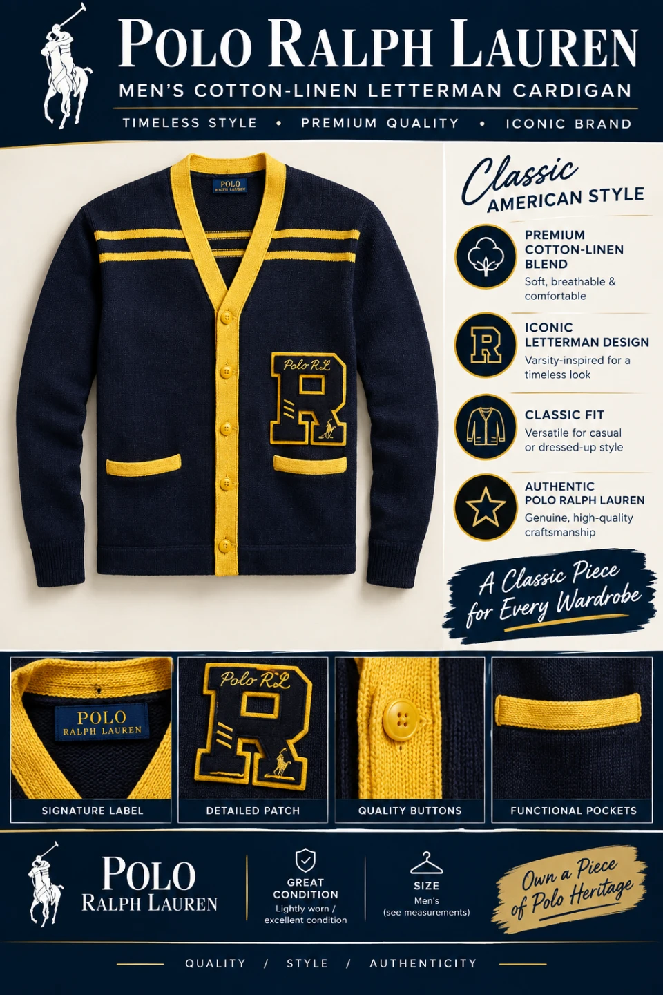 Polo Ralph Lauren Letterman Cardigan