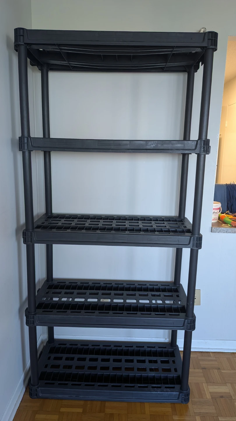 Black 4-Tier Plastic Storage Shelving Unit - photo 4