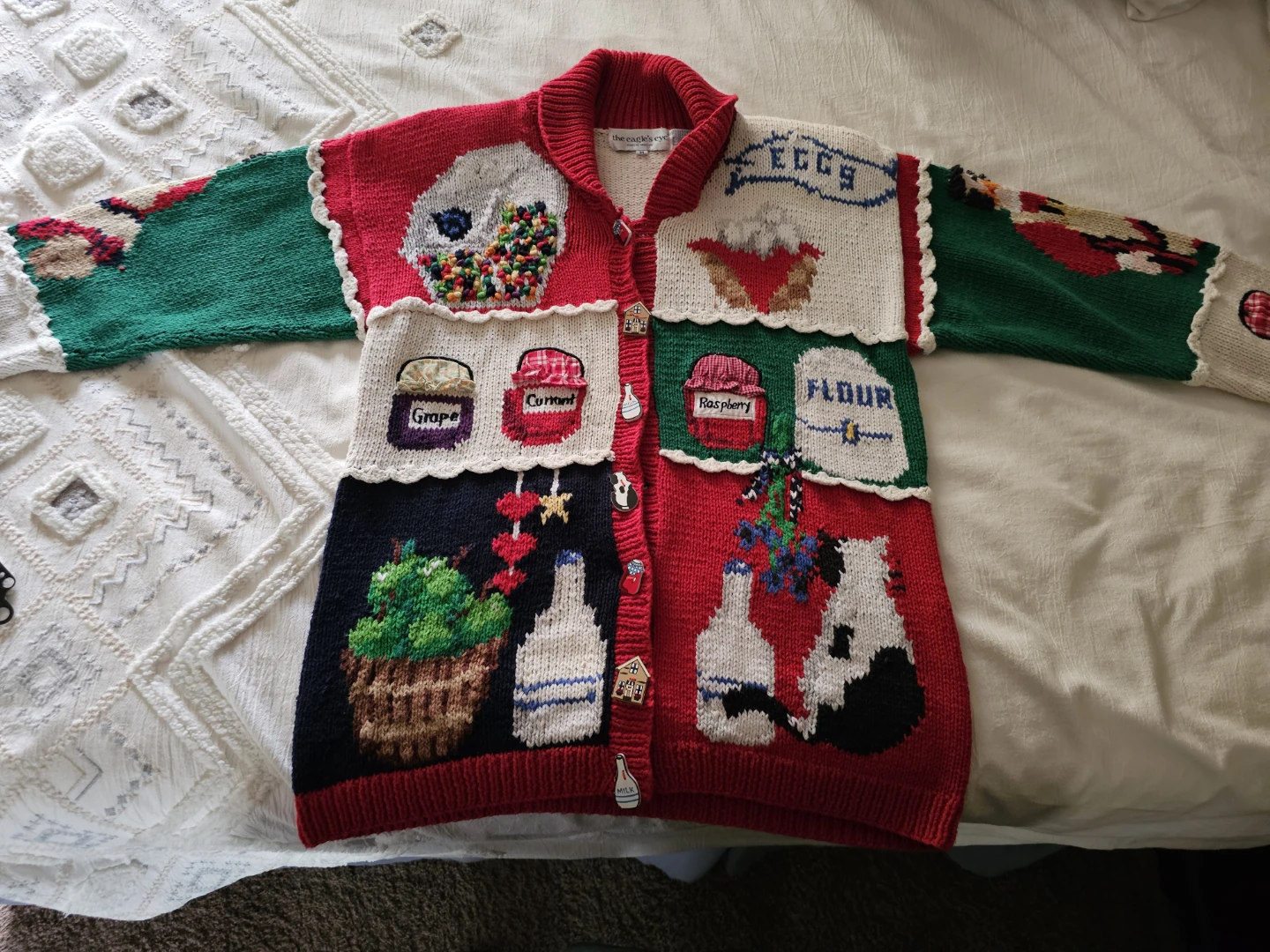 Vintage The Eagle's Eye Kitchen Themed Cardigan - photo 4