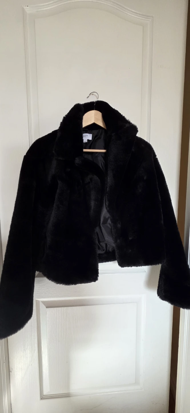 Suzy Shier Black Faux Fur Jacket