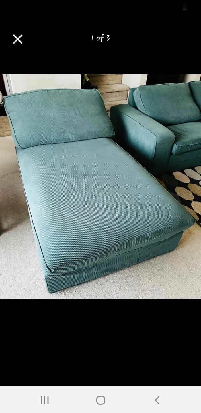 Teal Corduroy Sectional Sofa - photo 3