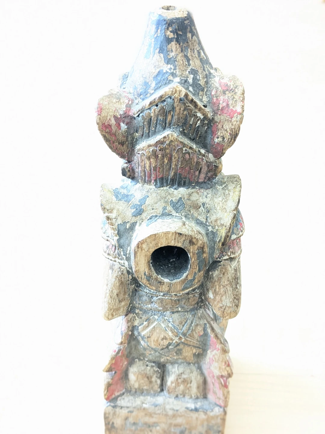 Mid Century Hand Wooden Carved - Polychrome Styling Statue - photo 4