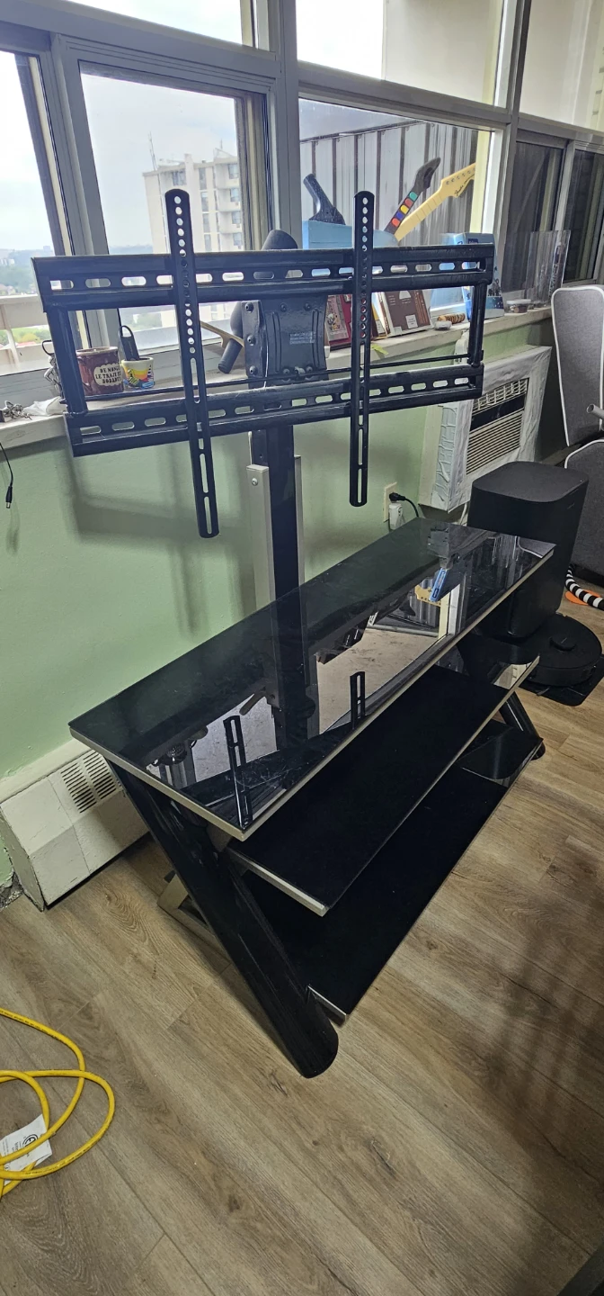 Black Glass TV Stand with Integrated Mount - photo 2