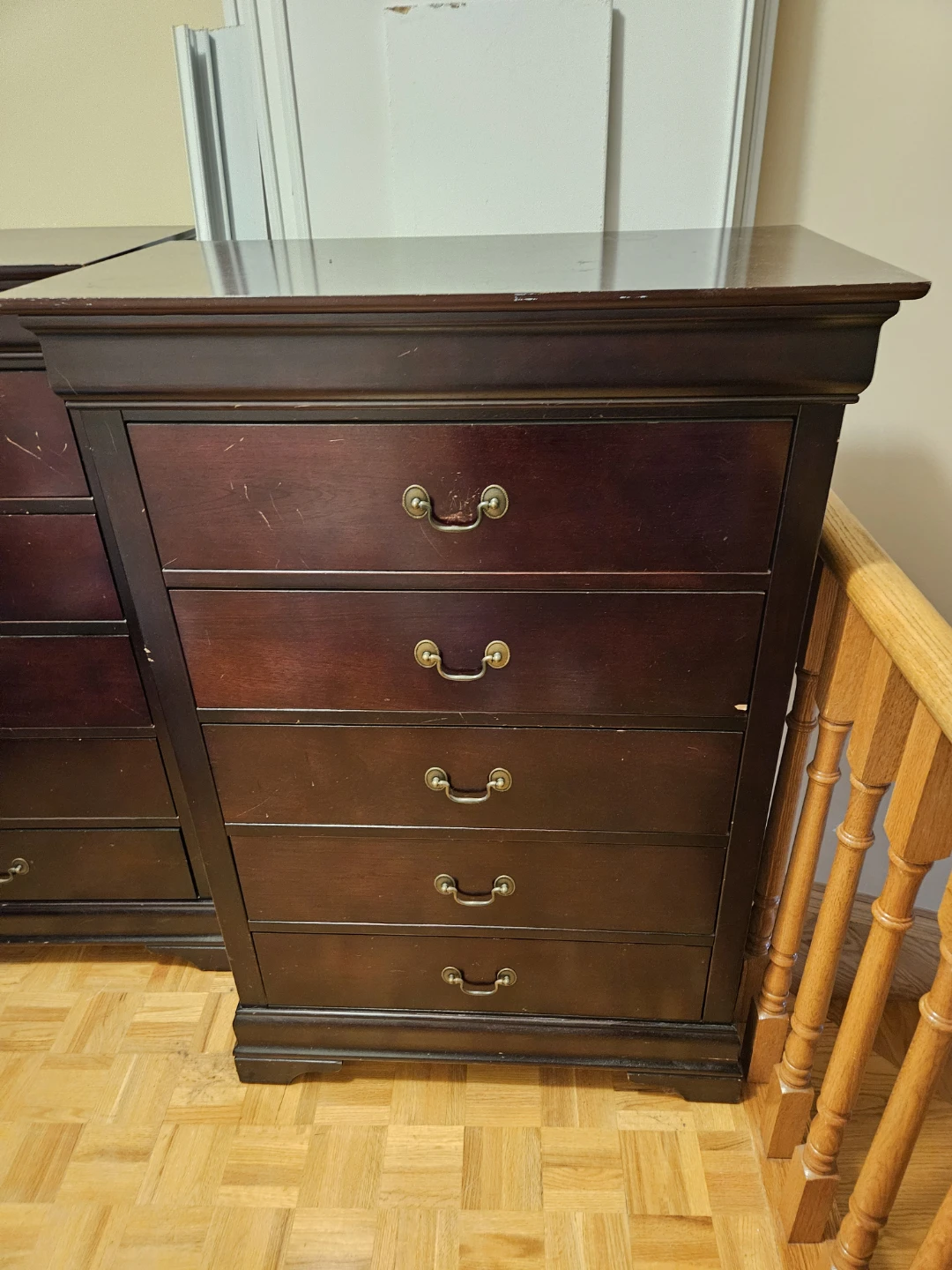 Two Dark Cherry Wood Bedroom Dressers - photo 3