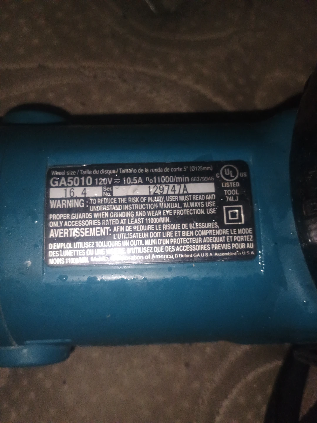 Makita GA5010 Angle Grinder 5 inch