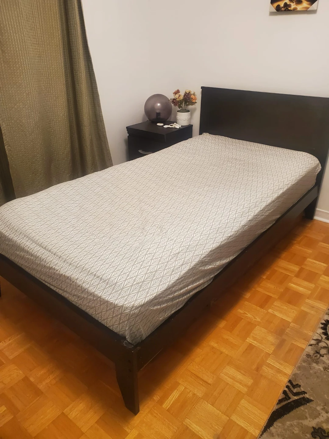 Dark Brown Twin Bed Frame with Mattress - photo 3