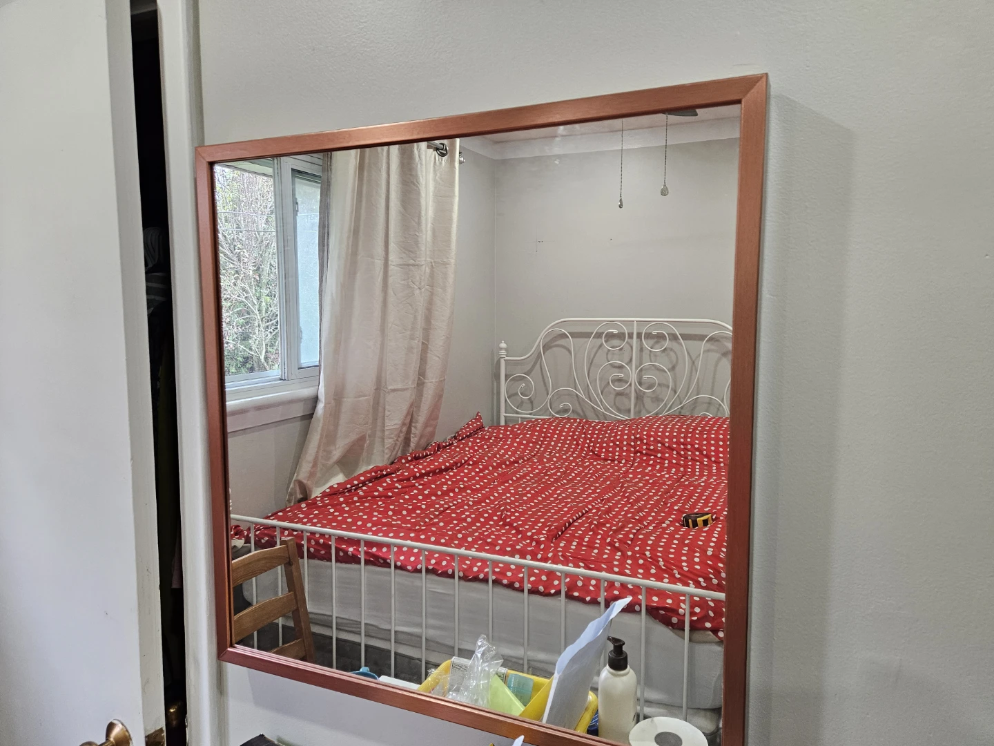 Large Wall Mirror with Copper Frame