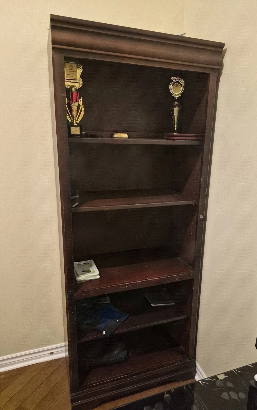 Solid Dark Wood 5-Shelf Bookcase - 31"W x 18"D x 72" Bookshelf