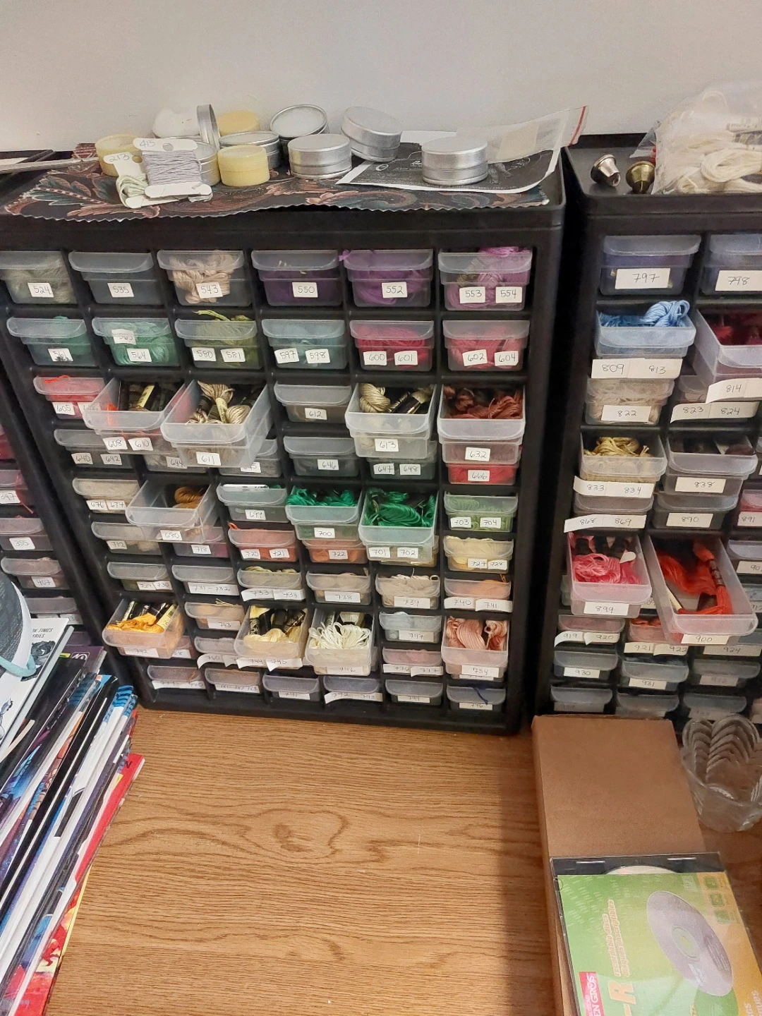 Large Collection of DMC Embroidery Floss with Storage Cabinets - photo 2