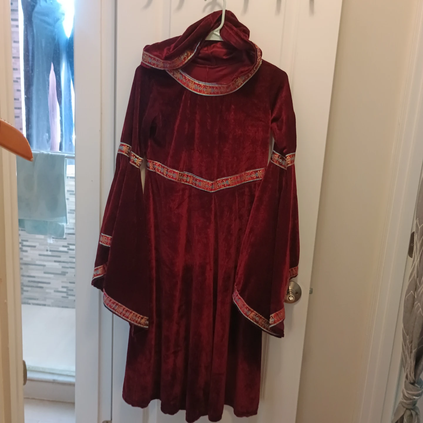 Red Velvet Hooded Renaissance Dress