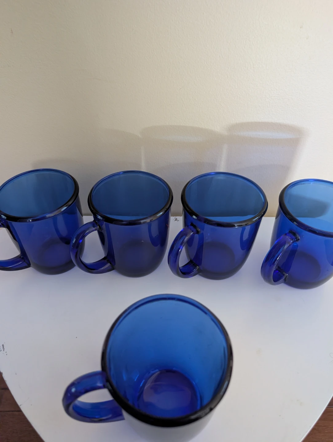 ARC FRANCE VINTAGE COBALT BLUE GLASS MUGS - photo 3