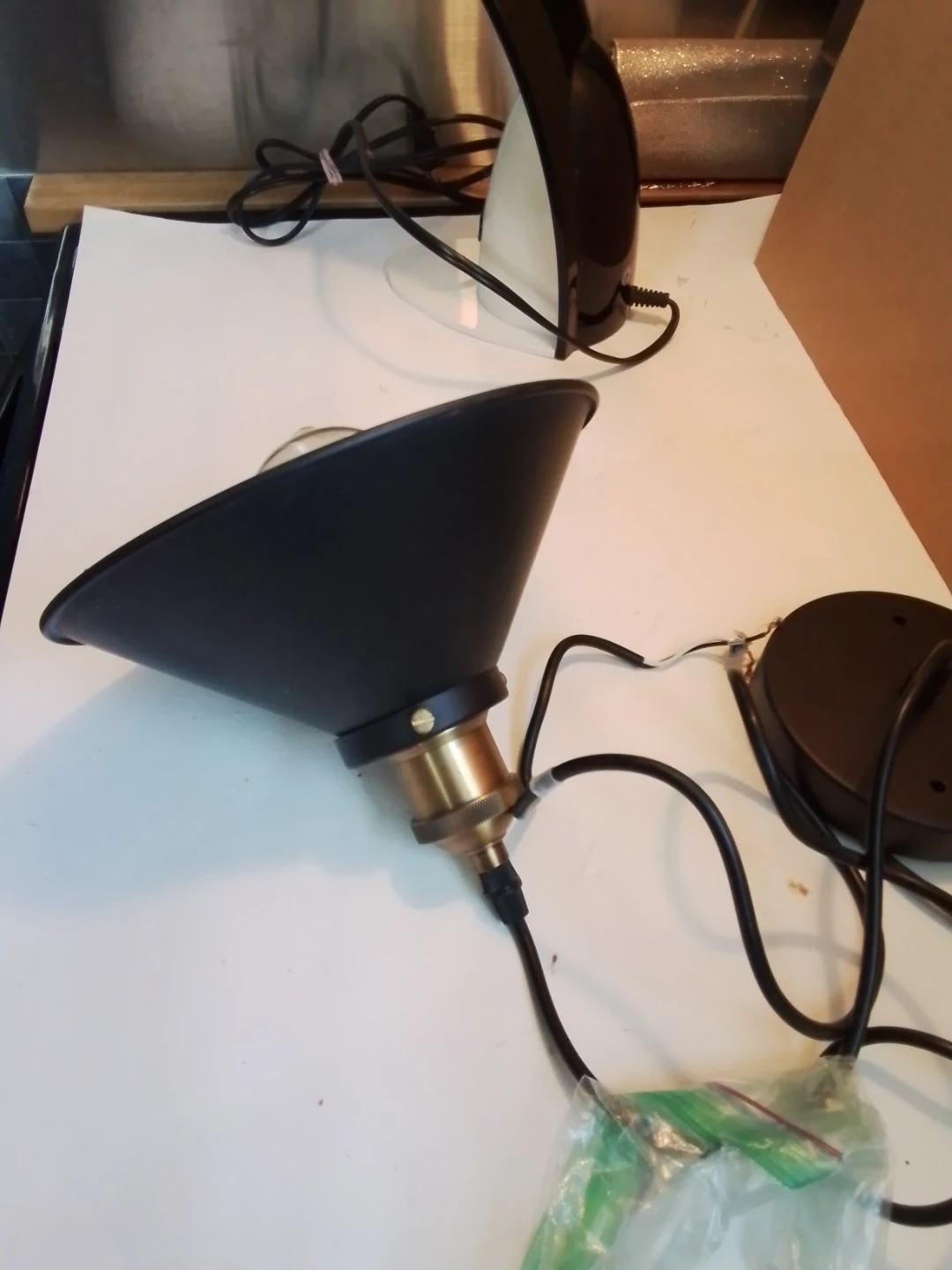 Industrial style black metal pendant light - photo 4