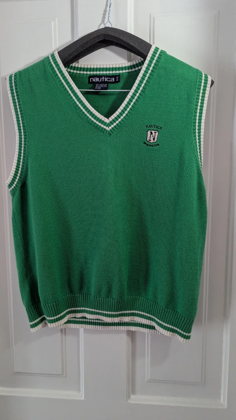 Nautica Sporting Club Green V-Neck Sweater Vest