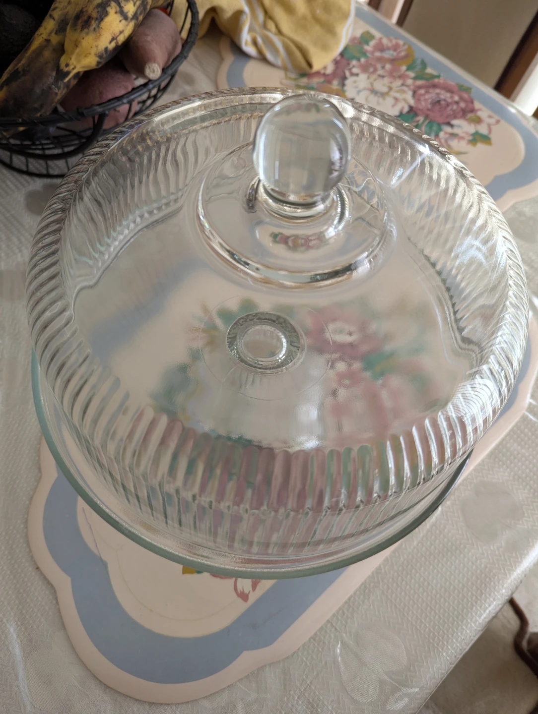 Glass Cake Stand with Ribbed Dome - photo 2