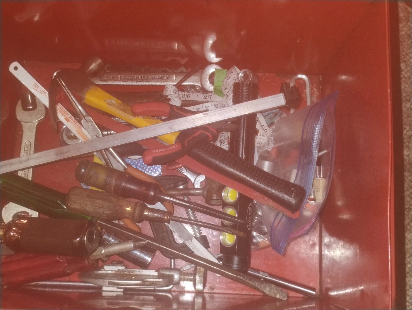 Vintage Metal Tool Box with Assorted Tools - photo 2