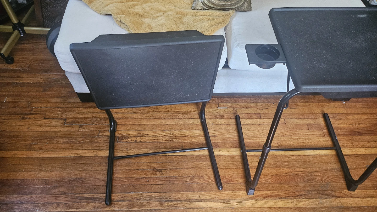 Set of 2 Adjustable Black TV Tray Tables - photo 2