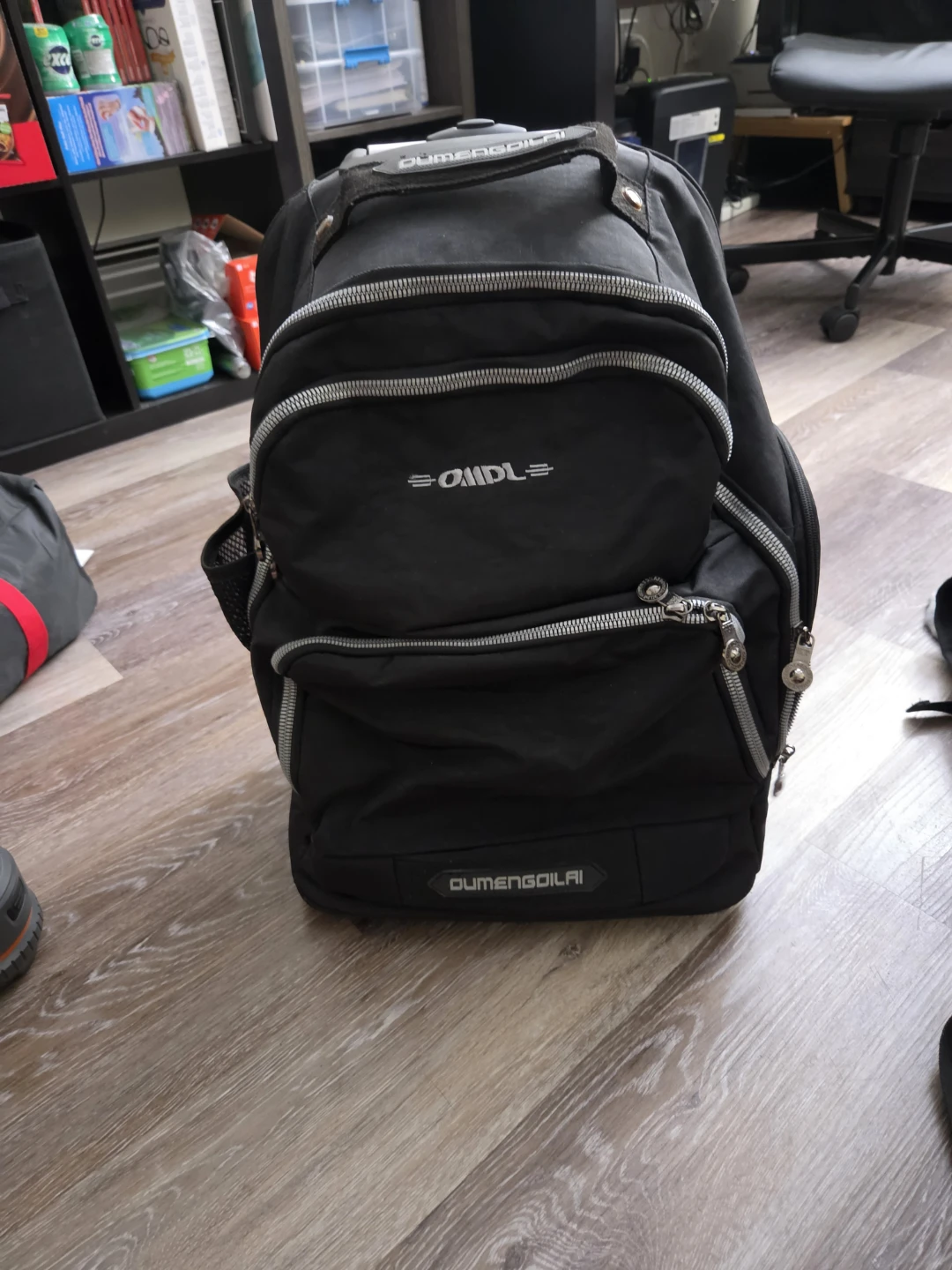 2-in-1 Rolling Backpack with Wheels & T-Handle (Black)
