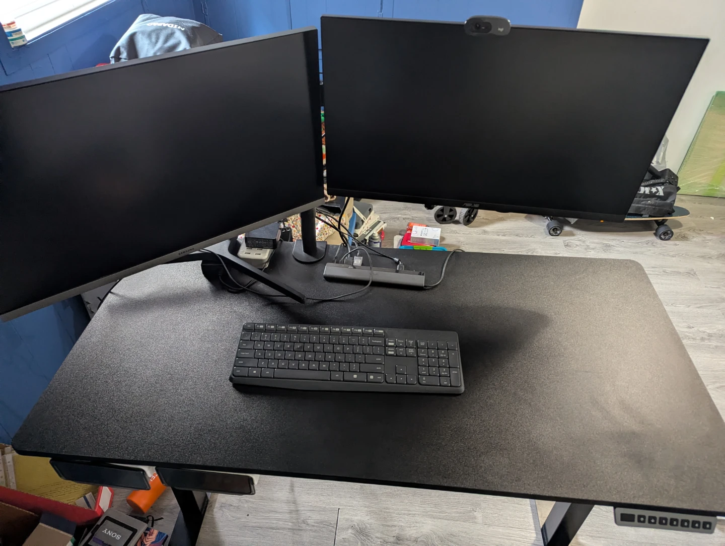 Adjustable Standing Desk with Dual Monitors
