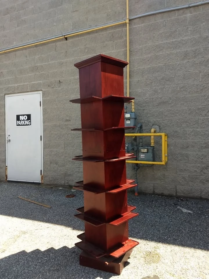 Tall Wooden Spinner with Shelves