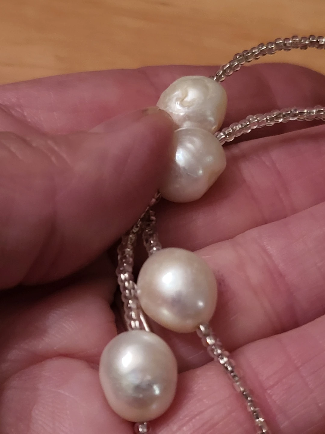 Beaded Necklace with Pearl and Teardrop Pendant - photo 3