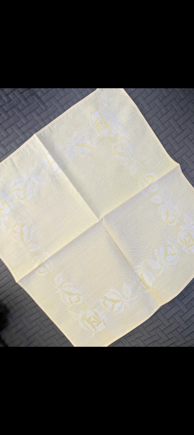 Vintage Pale Yellow Floral Hanky