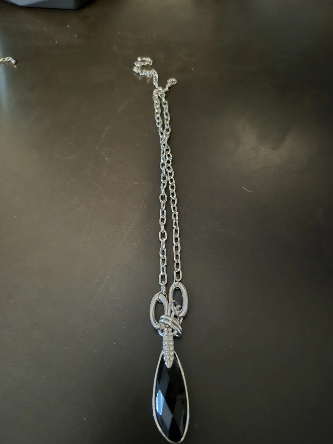 Black Teardrop Pendant Necklace