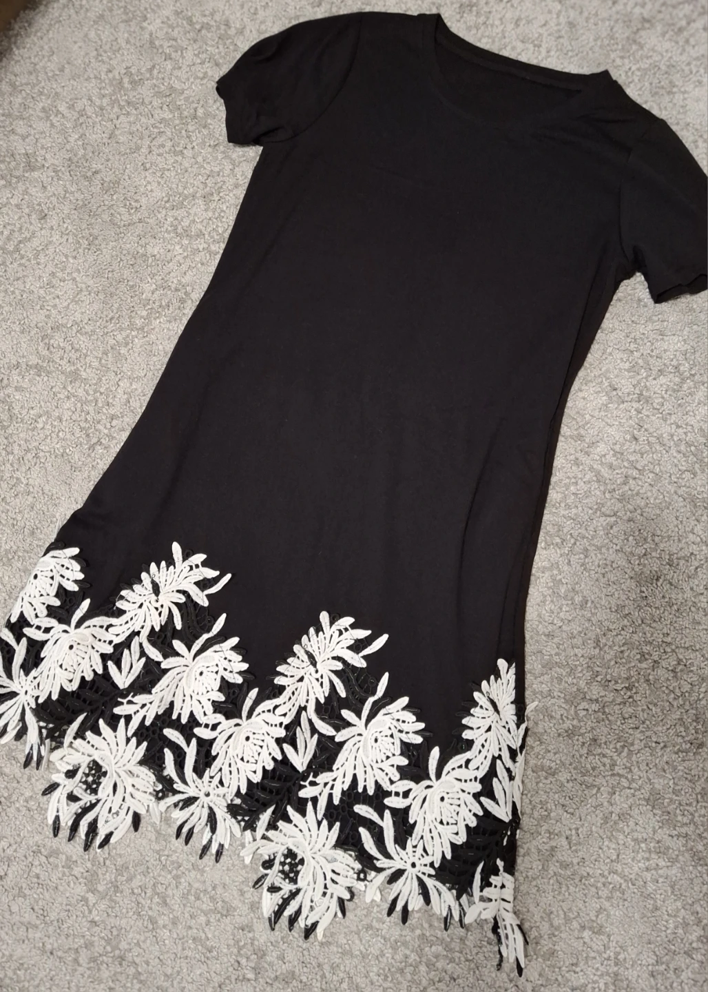 Black Dress with White Lace Trim - photo 2
