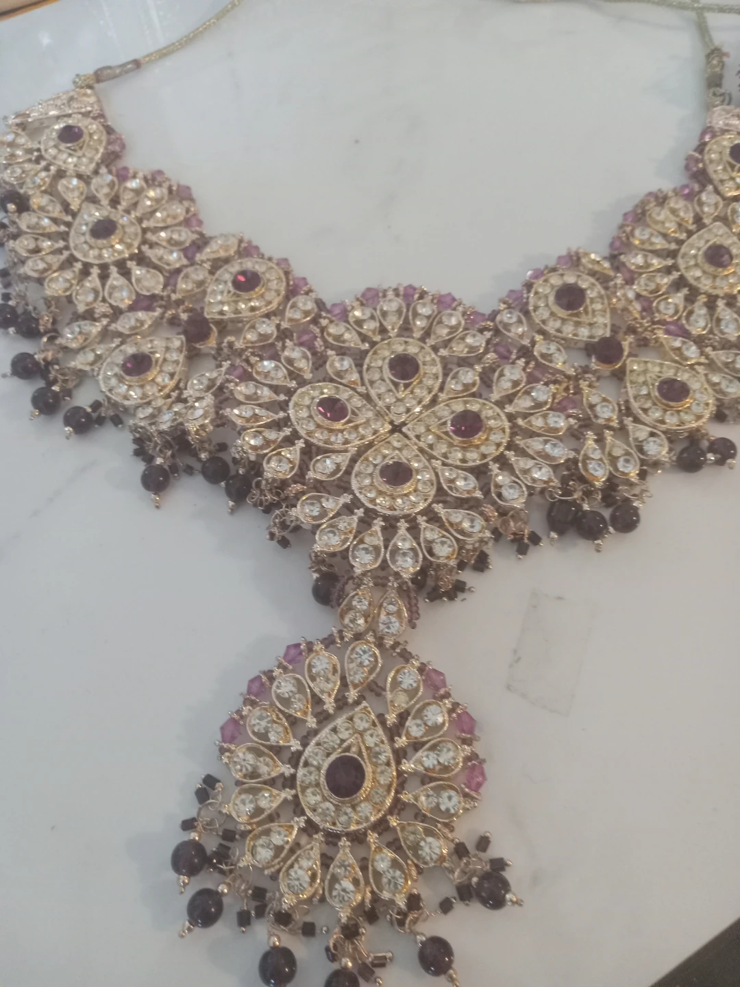 Ornate Purple and Gold Statement Necklace