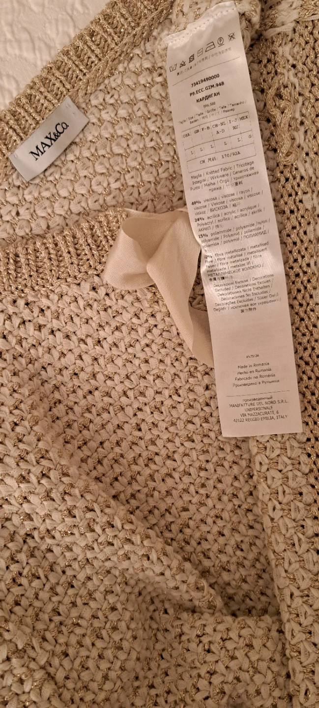 Max&Co. Cream and Gold Knit Cardigan - photo 2