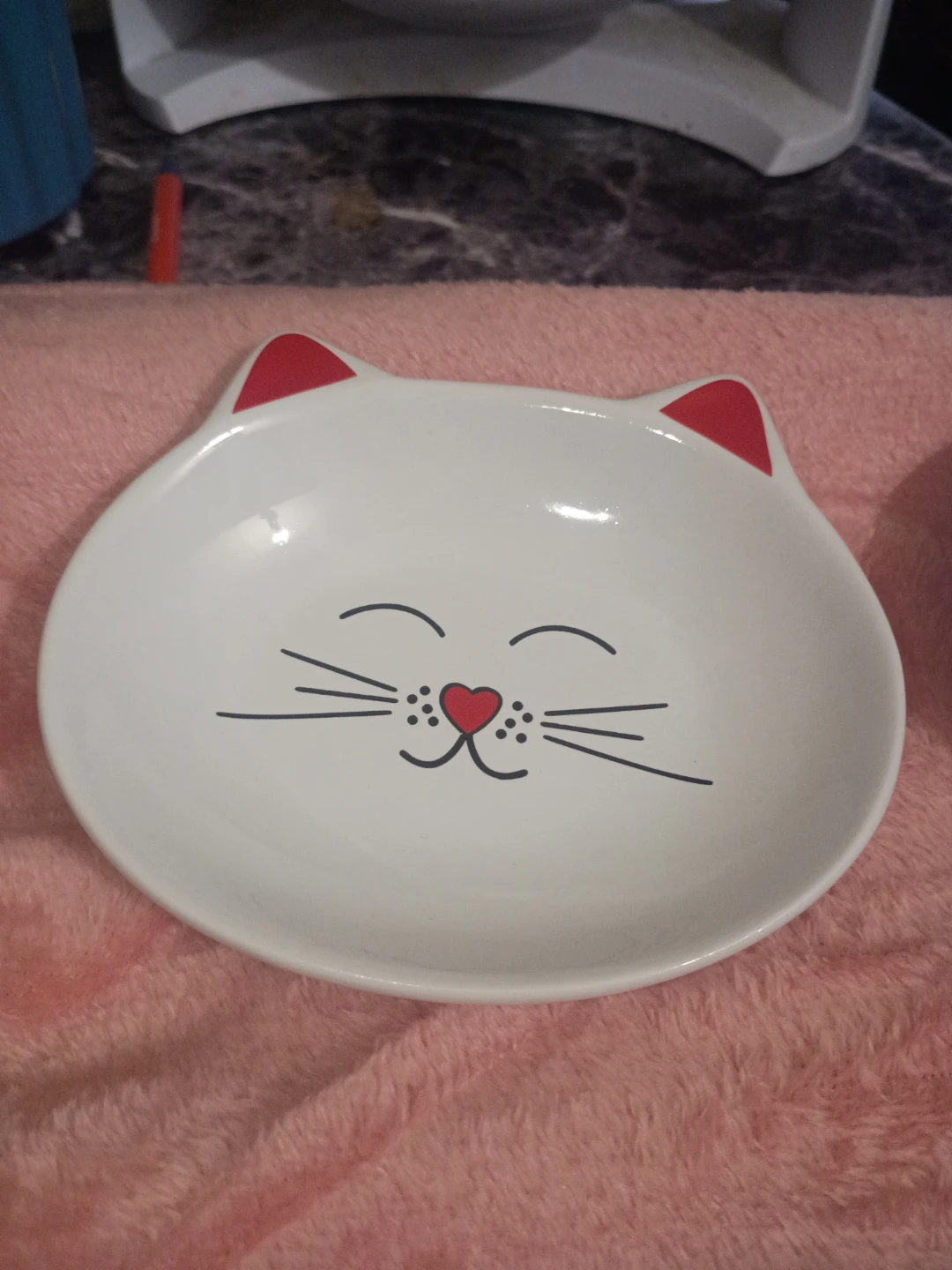 Set of 2 Cat Face Ceramic Bowls