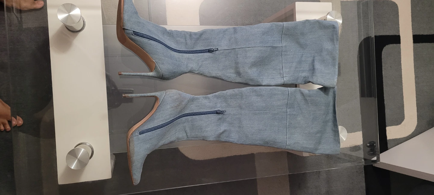 Light Wash Denim Over-the-Knee Boots - photo 2