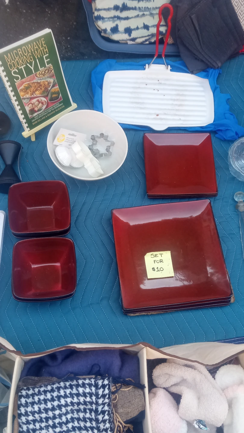 Set of Red Square Dishes