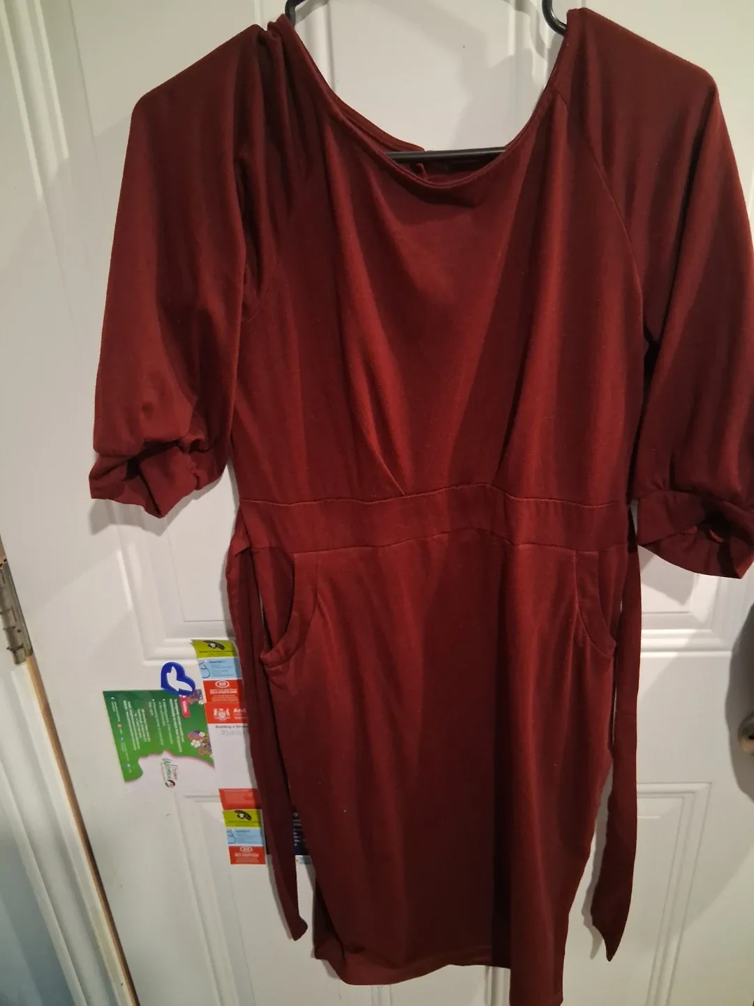 Burgundy Dress with Pockets