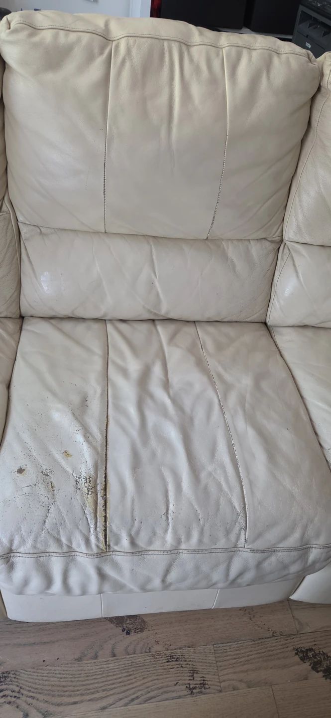 Cream Leather Sofa - photo 4