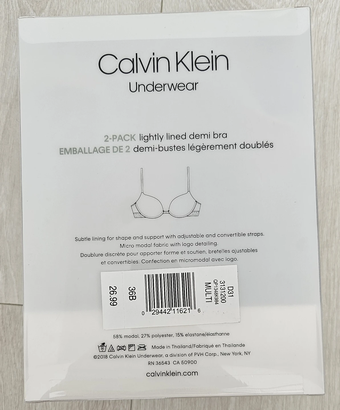 Calvin Klein 2-Pack Lightly Lined Demi Bra 36B - photo 2