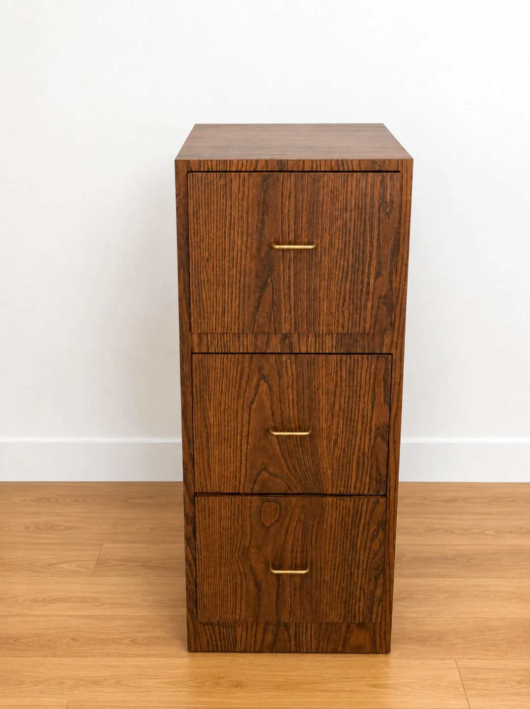 Three-Drawer Wood Filing Cabinet