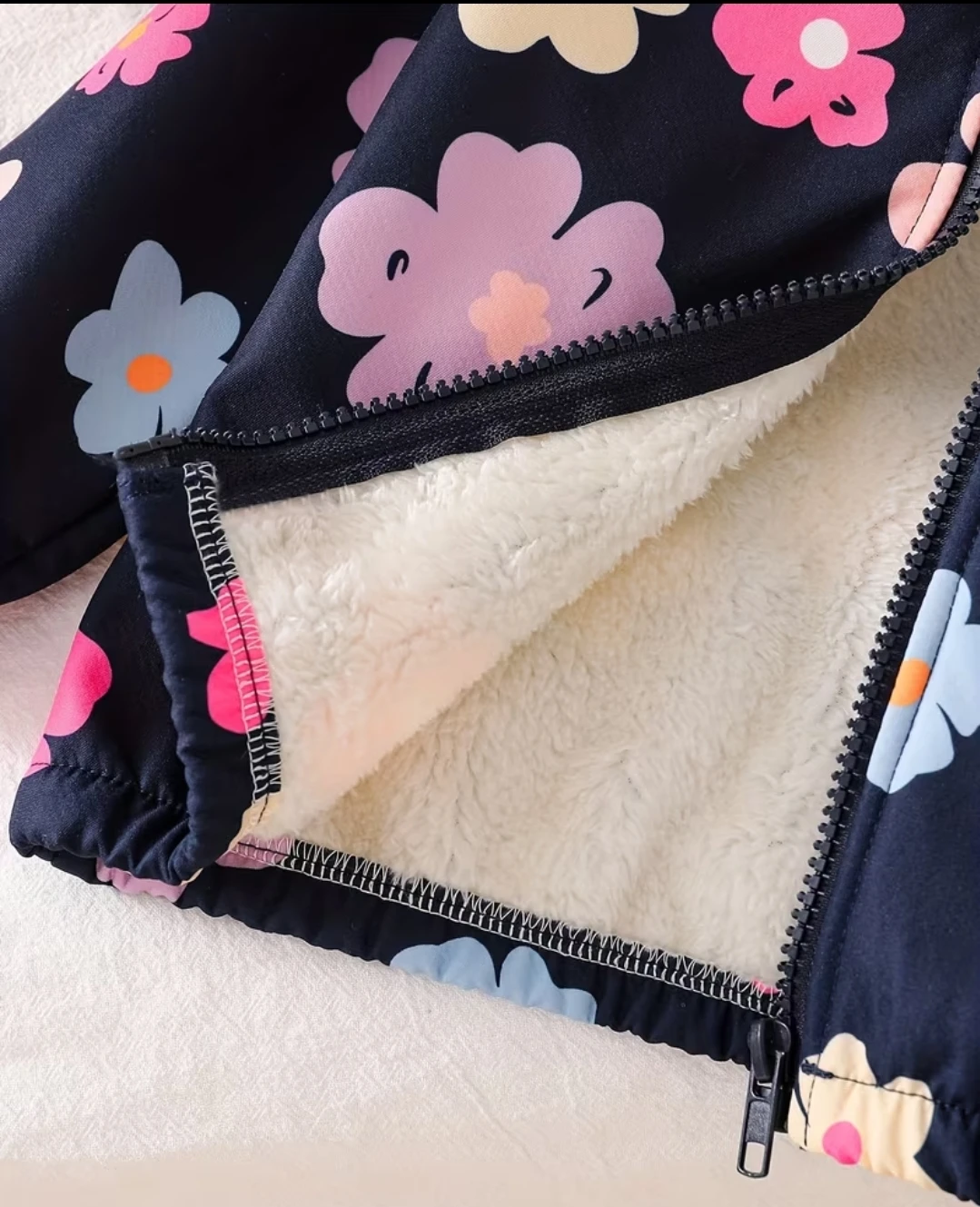Girls' Floral Fleece-Lined Hoodie - photo 5